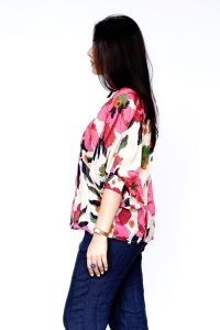 Bold Bloom Top - White/Fusha