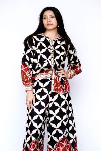 Noir Star Geo Button-Up Top
