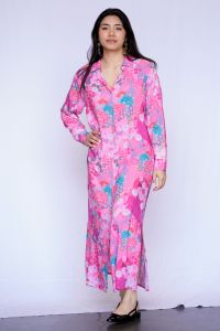 Cherry Blossom Shirt Dress - Pink-Paisley