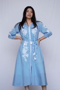 Botanical Blue Shirt Dress